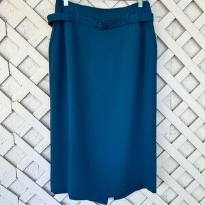 Boden "Christina" Belted Pencil Skirt - Size 8P Aqua Blue